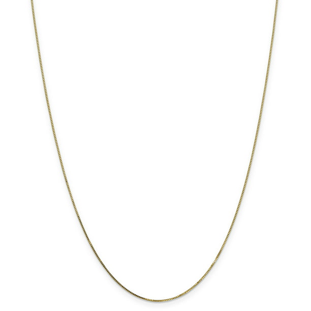 14K Yellow Gold 0.8mm Light Box Chain Necklace with Spring Ring 